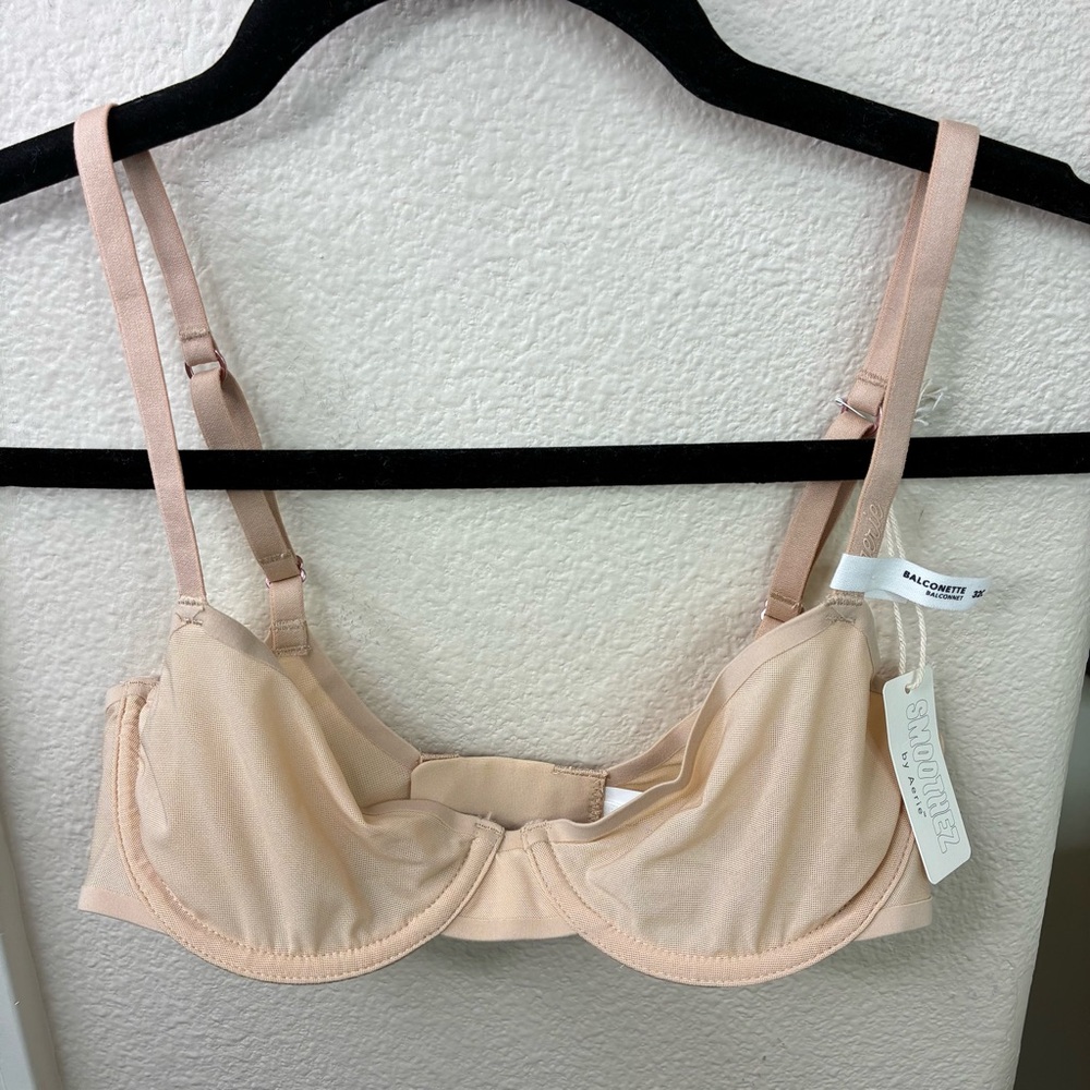 Aerie Smoothez  Microfiber Mesh Unlined Underwire Balconette Bra 32C  NEW Tan